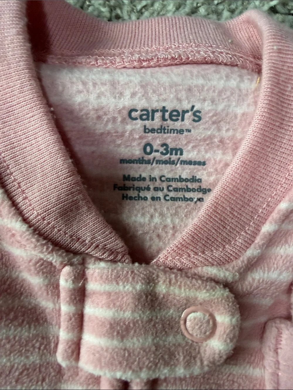 ☀️3/$10 BUNDLE!!☀️ Carter's Pink Striped Double-Zip Sleep Sack with Bunny Patch